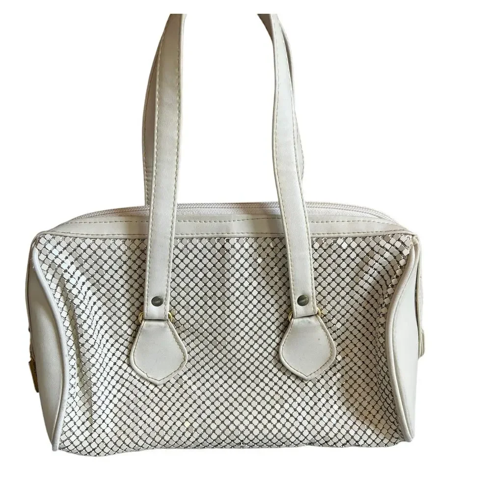 Vintage Whiting & Davis off white mesh Top Handle Bag